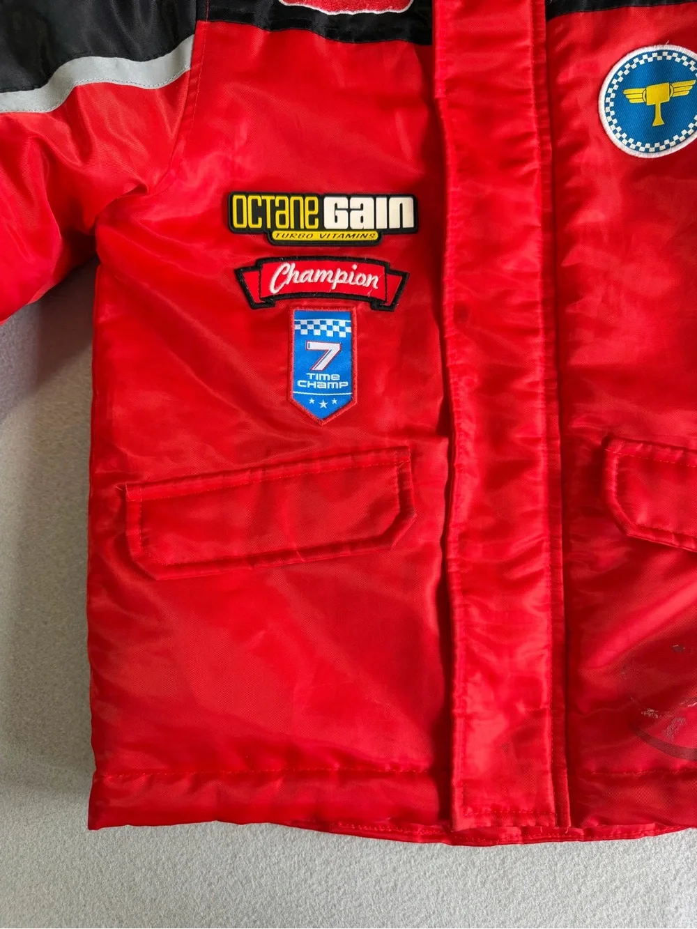 Disney Cars Lightning McQueen Red Hooded Jacket Size 4 Lined Polyester Snap